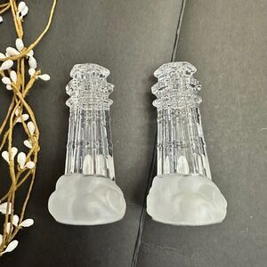 LENOX Full Lead Crystal Light House Salt and Peper Shakers Vintage NEW RareCzech